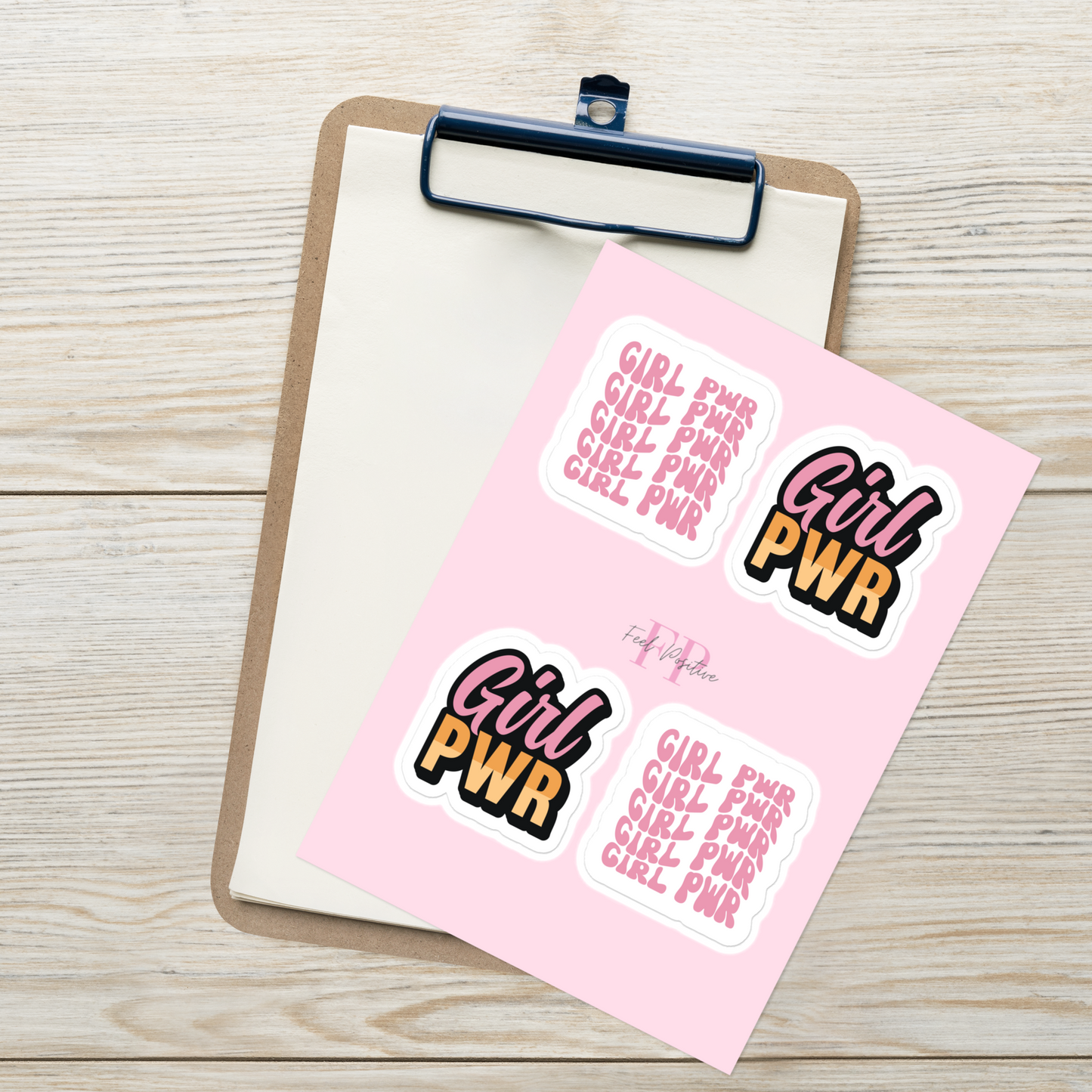 Feuille Autocollant Girl Pwr Feel Positive