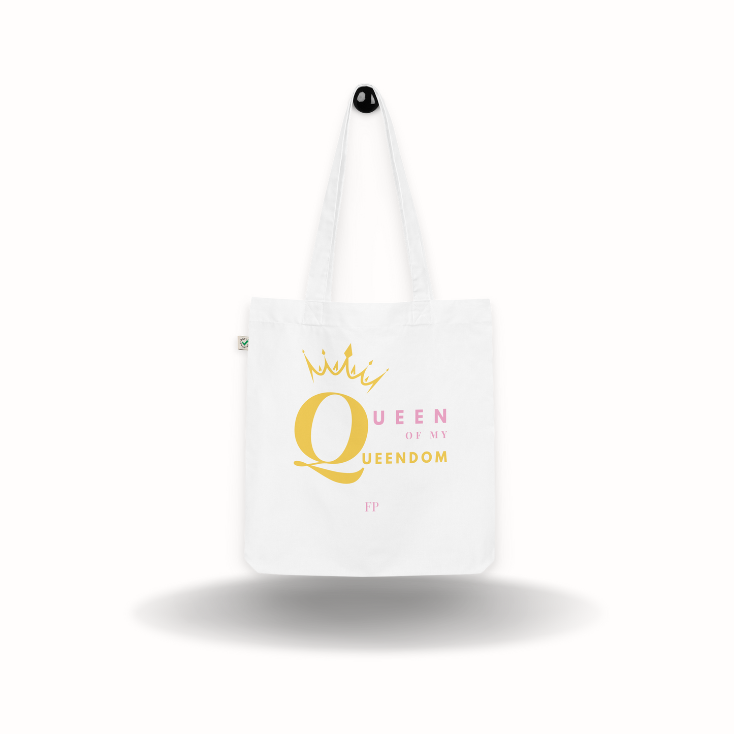 Tote Bag Biologique Blanc de la marque Feel Positive "Queen Of My Queendom"