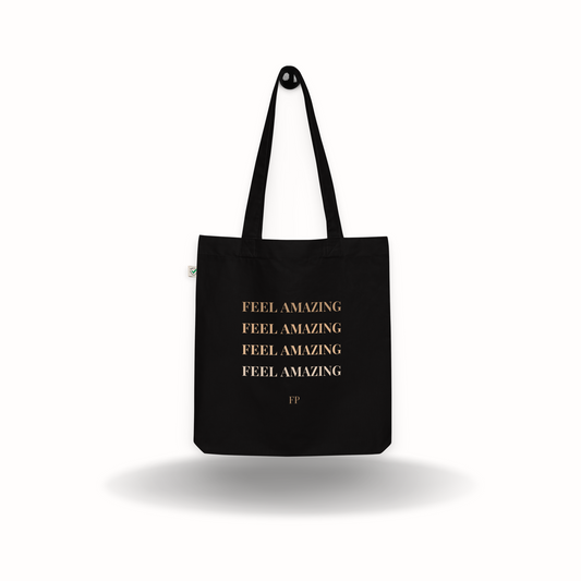Tote Bag Biologique Noir de la marque Feel Positive "Feel Amazing"