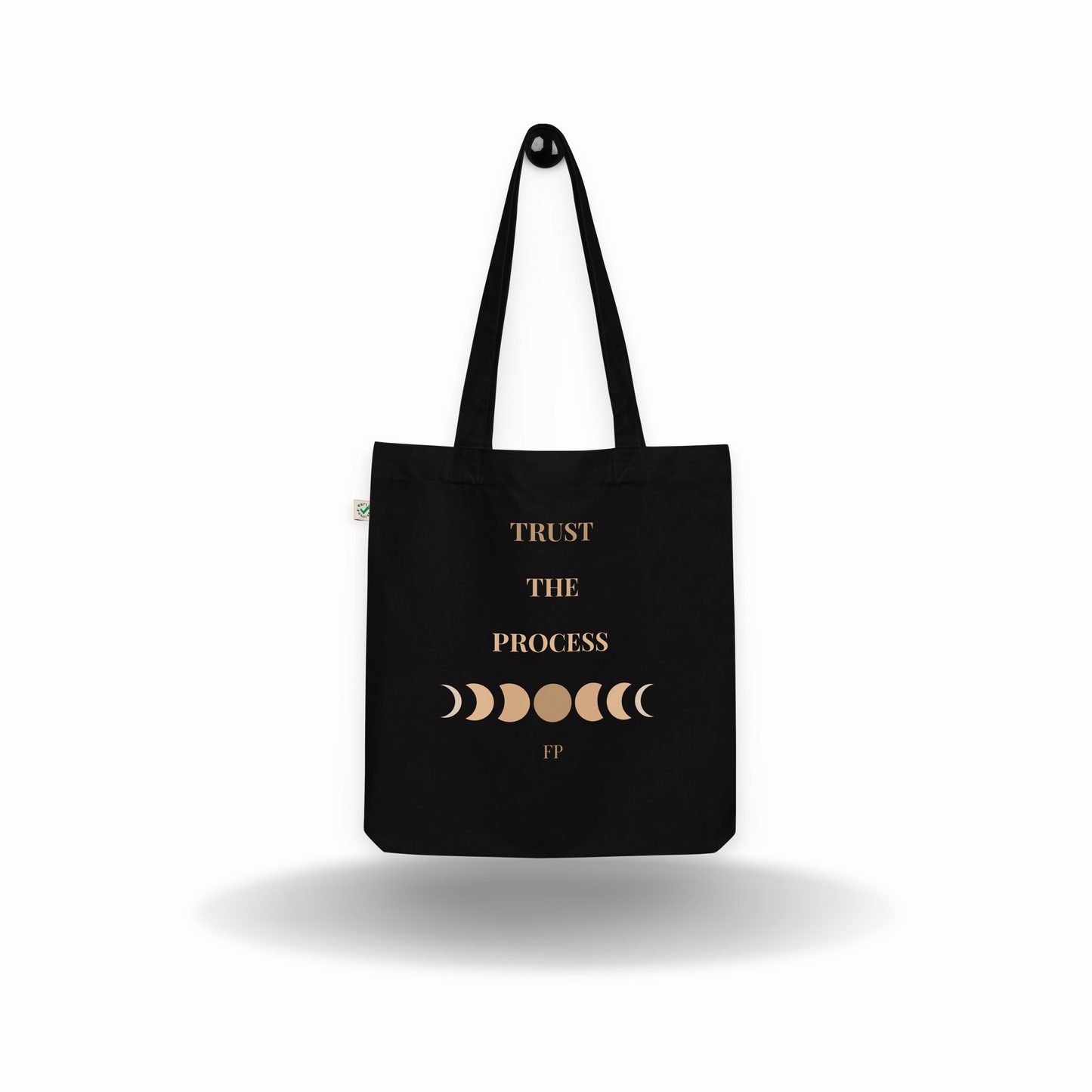 Tote Bag noir Biologique de la marque Feel Positive "Trust The Process"